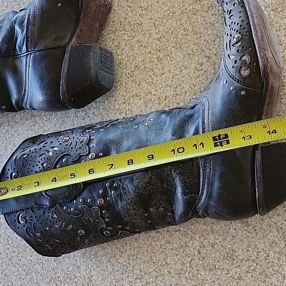 Women's Corral Fango Antiqued Studded & Silver Inlay Boots Size 9.5M - Picture 11 of 16
